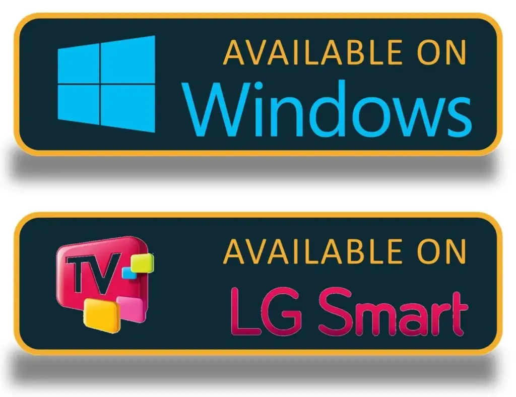 IPTV Great app interface on LG smart TV and windows